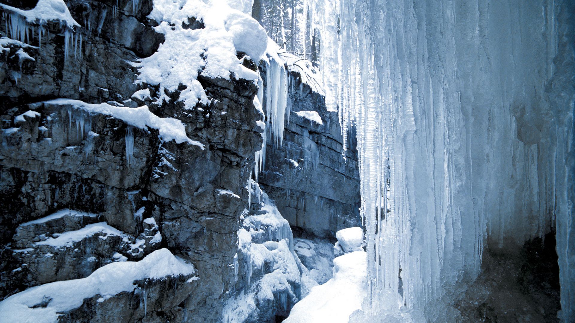 Eiszapfenlandschaft in der Breitachklamm im Kleinwalsertal